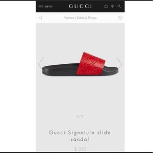 Gucci Red Leather Slides